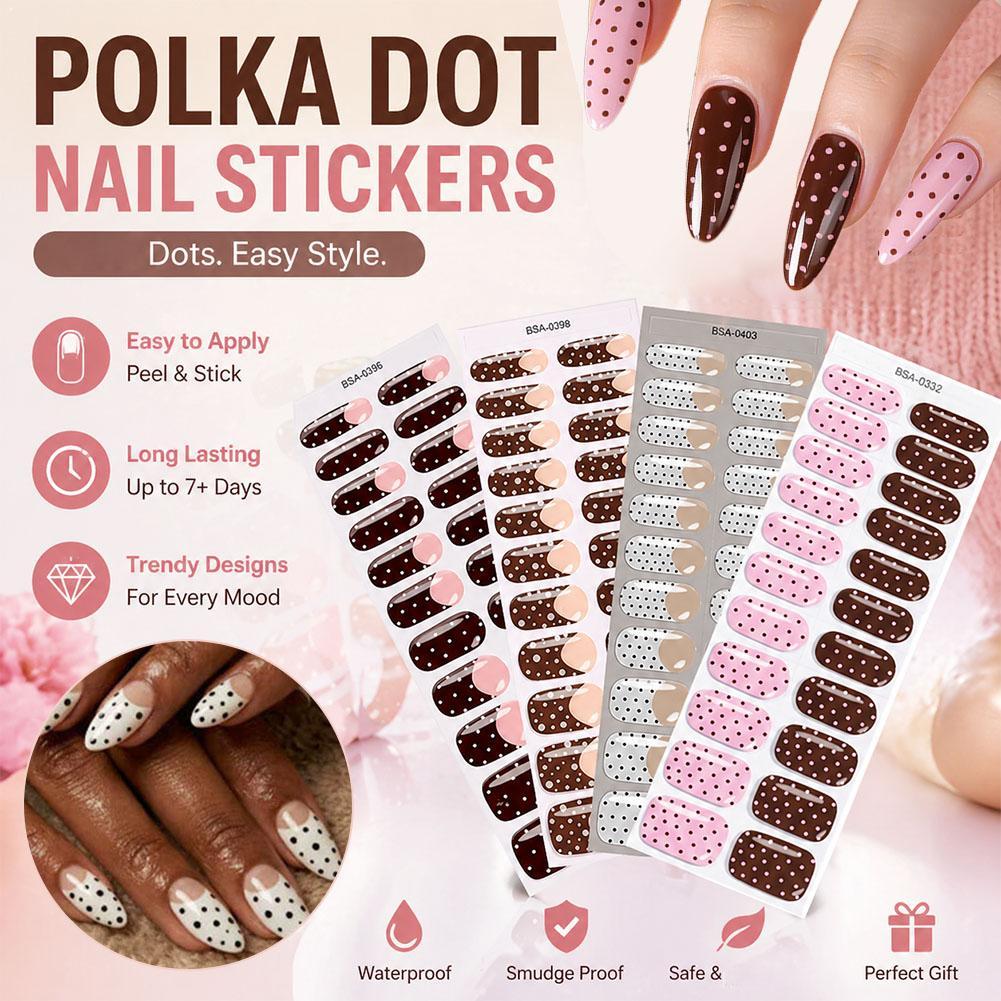 Polka Dot Gel Nail Strips Full - Full Cover Adhesive avaliação e preço